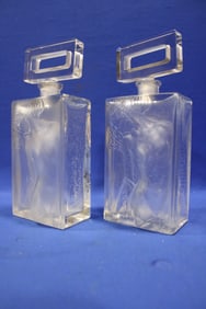 1930s Ingrid Signed Nude Perfume Bottles Czech