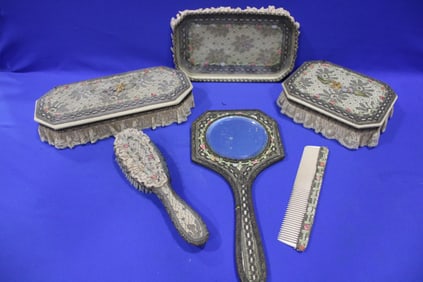 Lady's Rare Dresser Set Lace, Netting May Co.