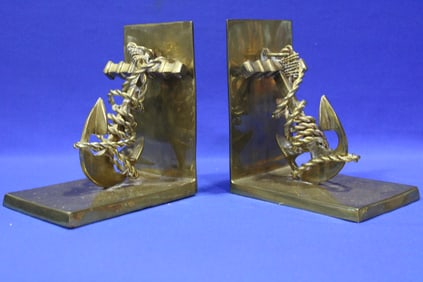 Polished Brass India Marine Anchor Bookends