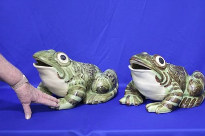 1930-40s Pair Brush McCoy Garden Frogs