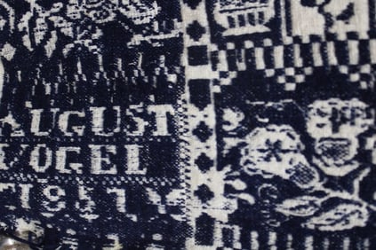 1857 August Vogel Navy White Coverlet