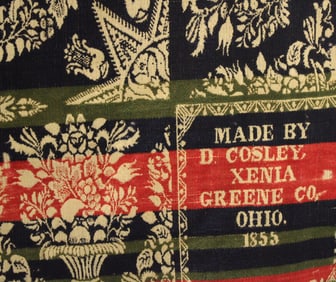 1853 Cosley Xenia Ohio Green Cty Ohio Coverlet