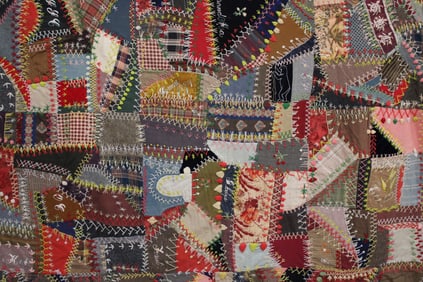 1894 Crazy Quilt w/Bear Unusual Stitches
