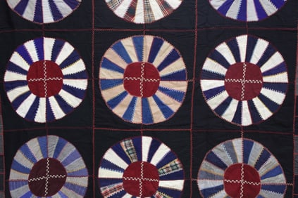19th C Round Circles Crazy Quilt