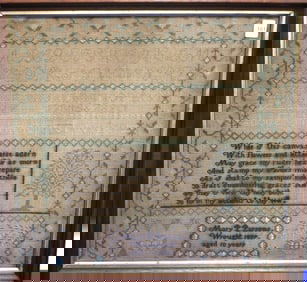 1827 School Girl ABC Sampler w/ Verse, Signed
