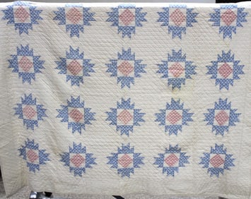 Blue Striped Star w/ Pink Quilt
