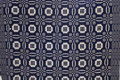 1830-50 Navy, Ecru Coverlet