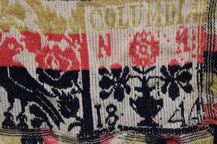 1844 Columbia Red, Navy Ecru Coverlet