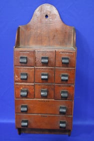 Early 11 Drawer Wall Spice Box