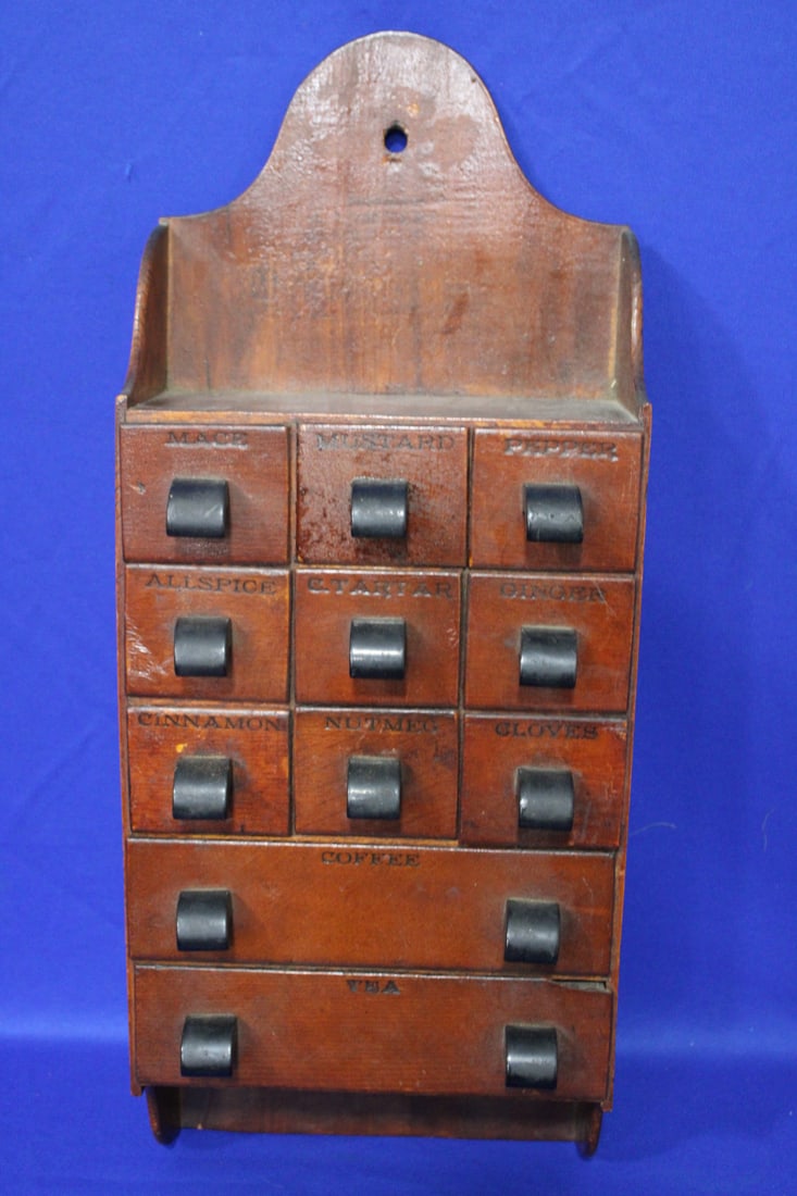Early 11 Drawer Wall Spice Box (1 of 9)