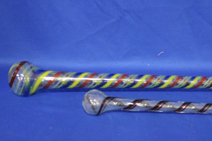 Blown Glass Red and Blue Walking Sticks