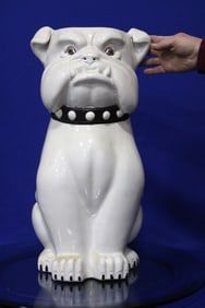 Rare Ceramic Bulldog Umbrella Cane Holder Stand