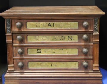 4-Drawer Walnut Clark's Spool Cabinet