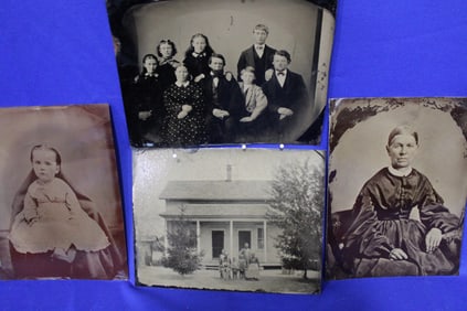 Full Plate Tintypes inc Exterior House w/ Family