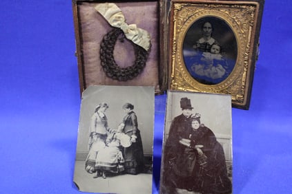 Post Mortem Tintypes Inc Rare Hair Memorial