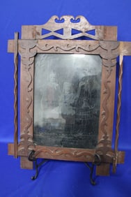 Tramp art Frame w/ Extra Lg Tinted Tintype Family