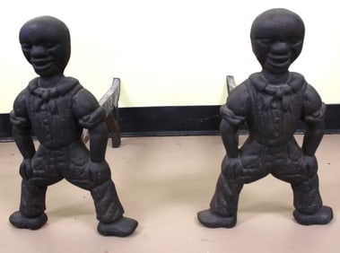 19th C Black Americana Fire/Dogs Andirons