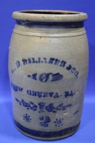 1870s Dilliner, New Geneva, PA Stoneware Crock