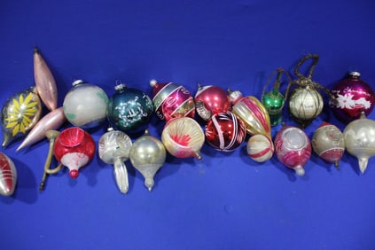 1930-60s Blown Glass Christmas Tree Ornaments