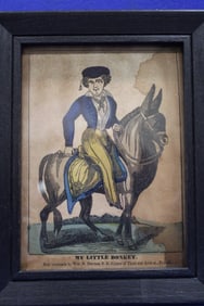 Mid-19th C Hand-Colored Print My Little Donkey