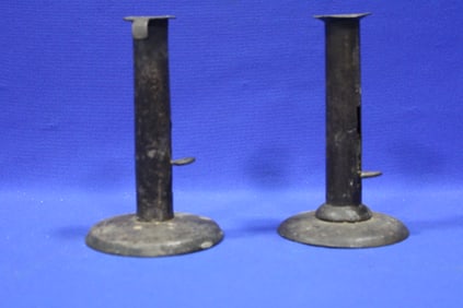 Pair Early Push-up Hog Scraper Candlesticks