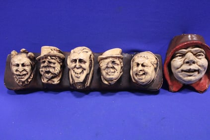19th C Chalkware Monks Pipe Holder / Matchsafe
