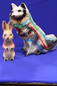 Carnival Prize Chalkware Tall Dog & Rabbit Banks