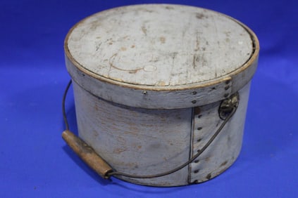 Gray Painted Bentwood Pantry Box w/ Handle