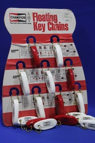 Vintage Champion Spark Plugs Key Chain Display