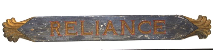 Antique Wooden Sign "Reliance" Carved & Painted