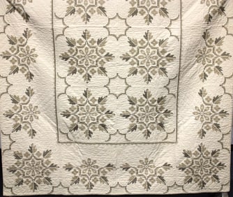 Cross-Stitched Quilt with Gold Threads