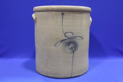 Stoneware Crock w/ Cobalt Decorated "6"