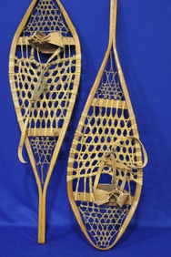 Pair Vintage Snow Shoes w/ Leather Straps
