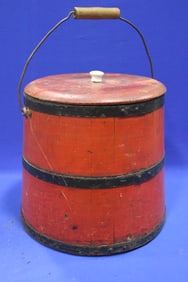 Pennsylvania Lidded Firkin in Red Paint