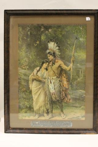 Hiawatha's Wedding Journey Print: Jean Leon Gerome Ferris print of Hiawatha, original frame, 25 1/4" high.