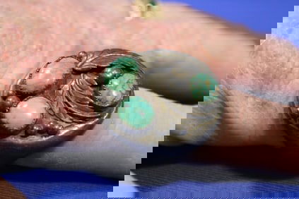 Large Man's Native American Silver Ring w/ Turquoise