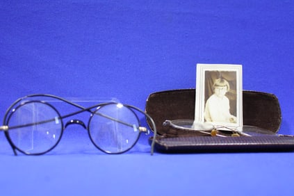 1927 Delta OH School Girl Photo w/ Spectacles