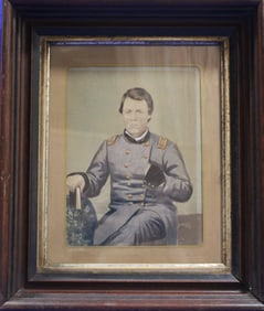 Watercolor Painted Portrait of Civil War Soldier