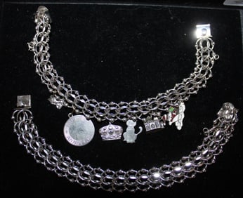 Set of 2 Sterling Charm Bracelets