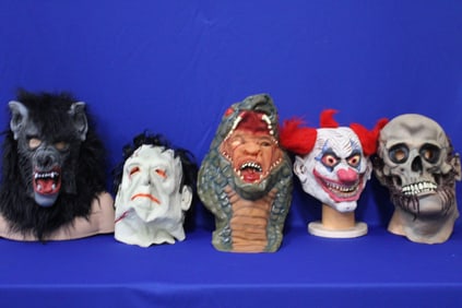 5 Adult Size Halloween Latex Rubber Masks