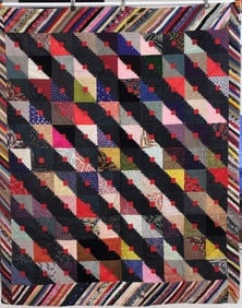 Early Log Cabin Quilt w/ Lightning Strike Bands