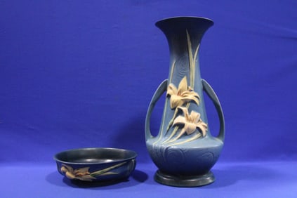 Roseville Pottery Zephyr Lily Vase & Bowl