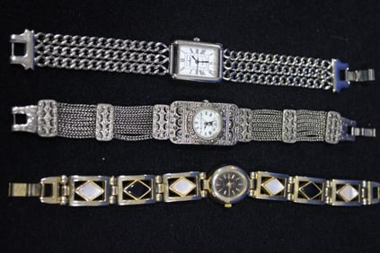 3 Lady's Decorative Costume Jewelry Wrist Watches