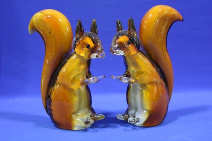 Pair Murano Art Glass Chipmunks / Squirrels