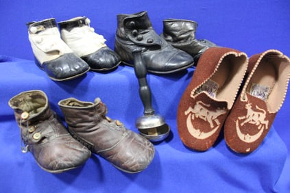3 Pair Victorian Button Baby Shoes & Rare Slippers