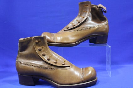 1890-1900s Boy's Leather Button Shoes Boots NOS