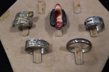 Group of 5 Sterling Rings