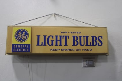 Large Lighted GE Light Bulbs Sign Early Version