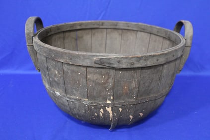 Antique Wooden Stave Bushel Basket