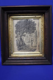 Victorian Walnut Framed Early Print
